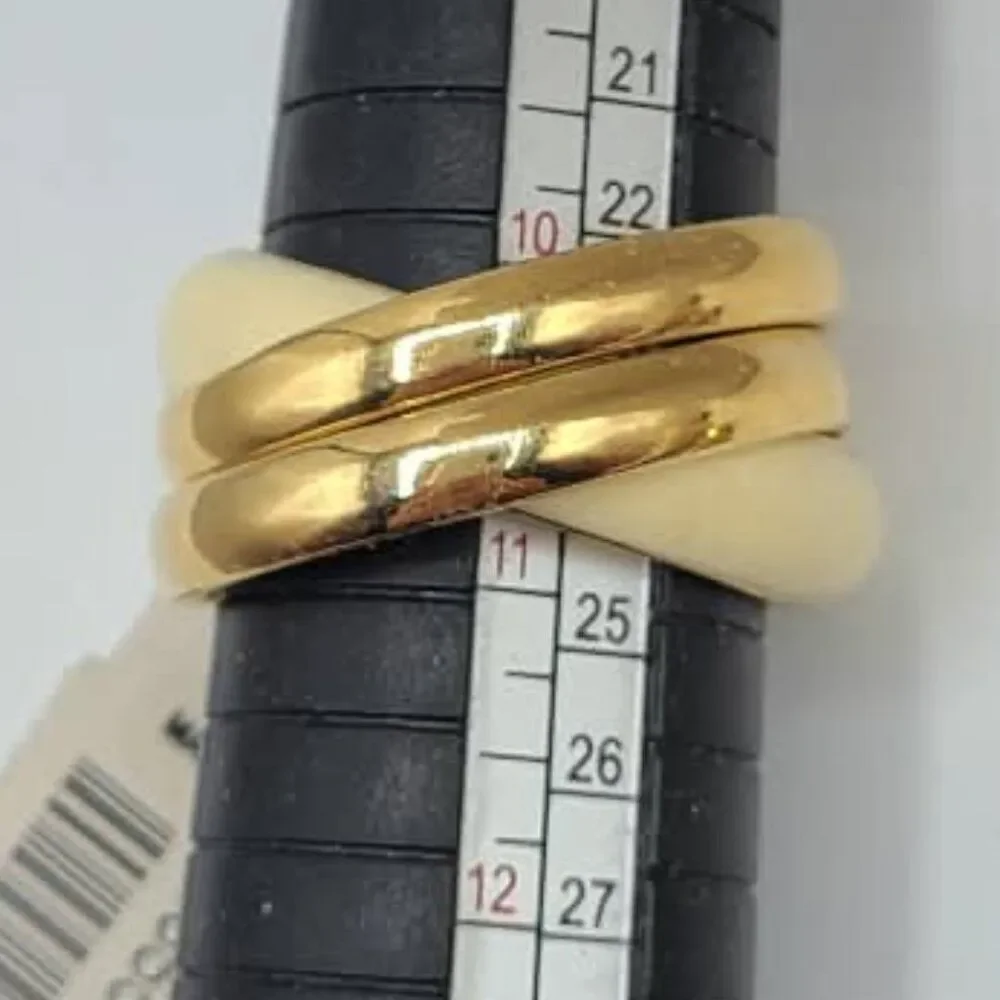 Talbots Gold Tone Off White Enamel Trinity Ring size 10? NWT!